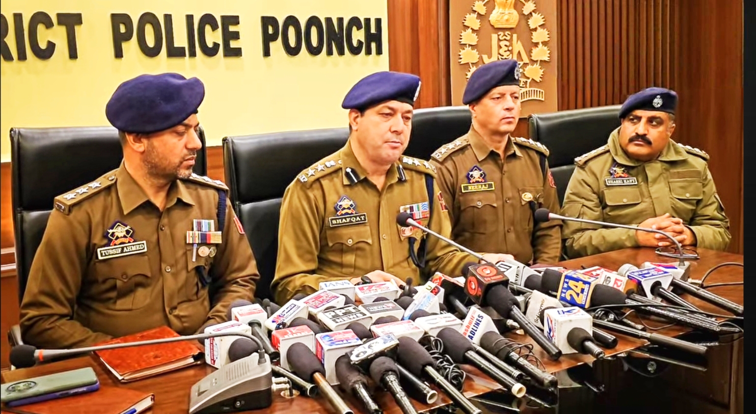 Senior officers of Poonch Police addressing a press conference on security and law and order in 2025